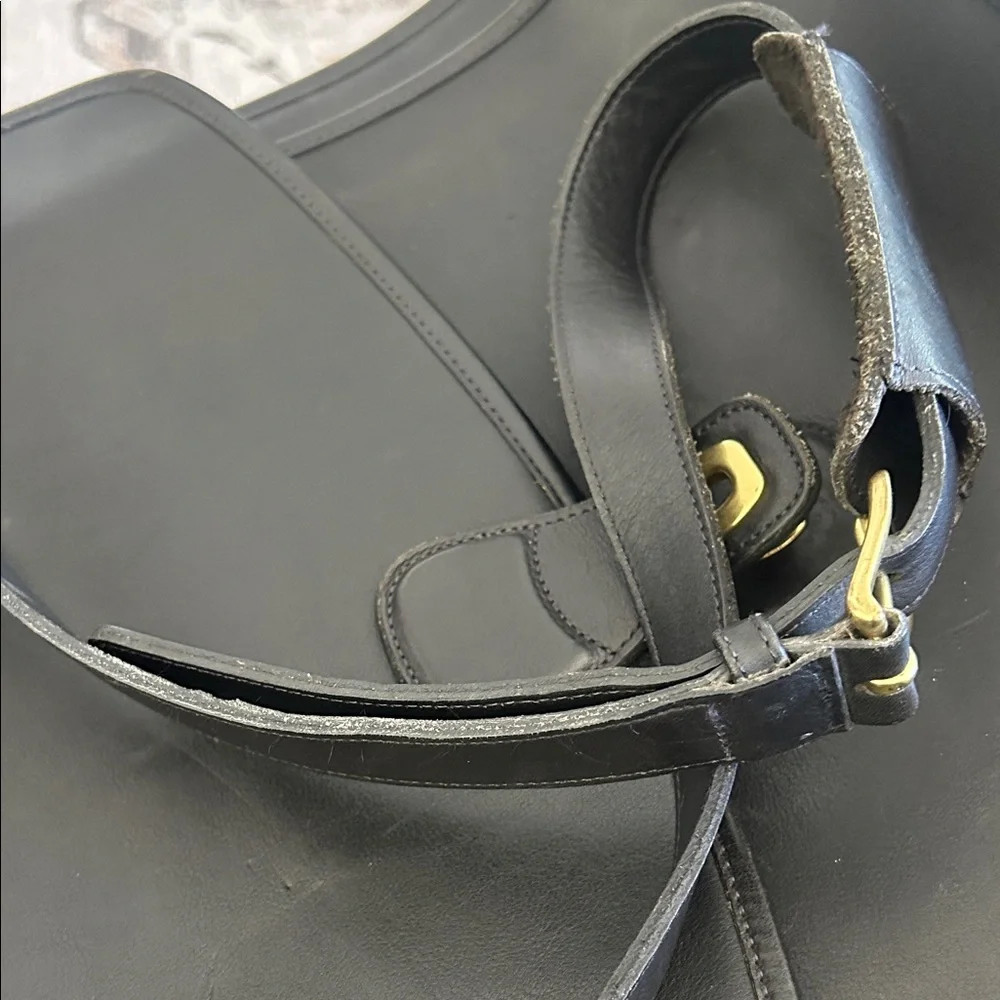 Coach Black Leather Briefcase with Gold-Tone Turn Lock